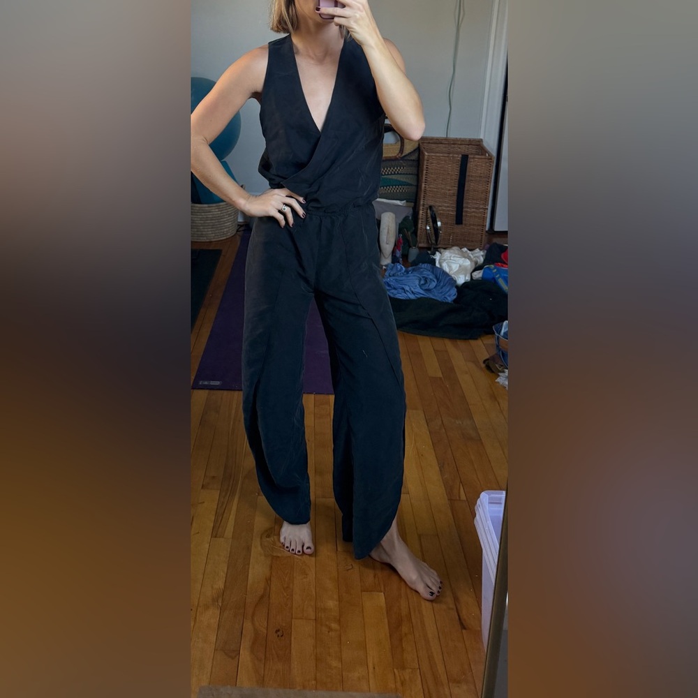 DREW Black jumpsuit with split leg
